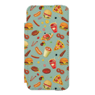 Elegant Fast Food Pattern Wallet Case For iPhone SE/5/5s