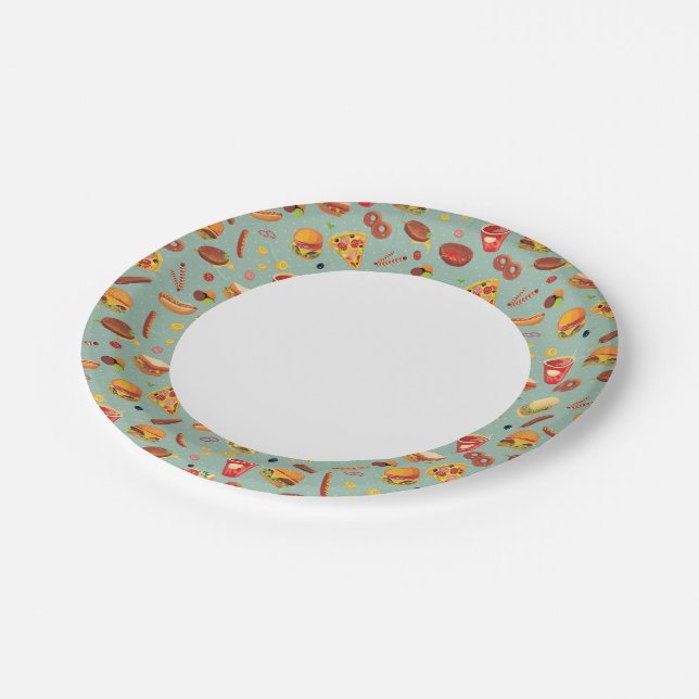 Elegant Fast Food Pattern Paper Plates (Angled)