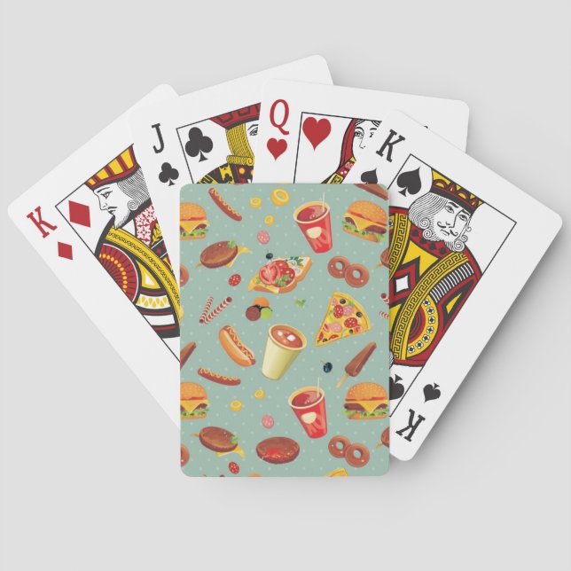 Elegant Fast Food Pattern Poker Cards (Back)