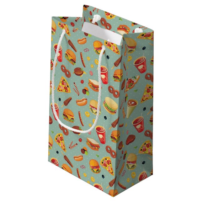 Elegant Fast Food Pattern Small Gift Bag (Back Angled)