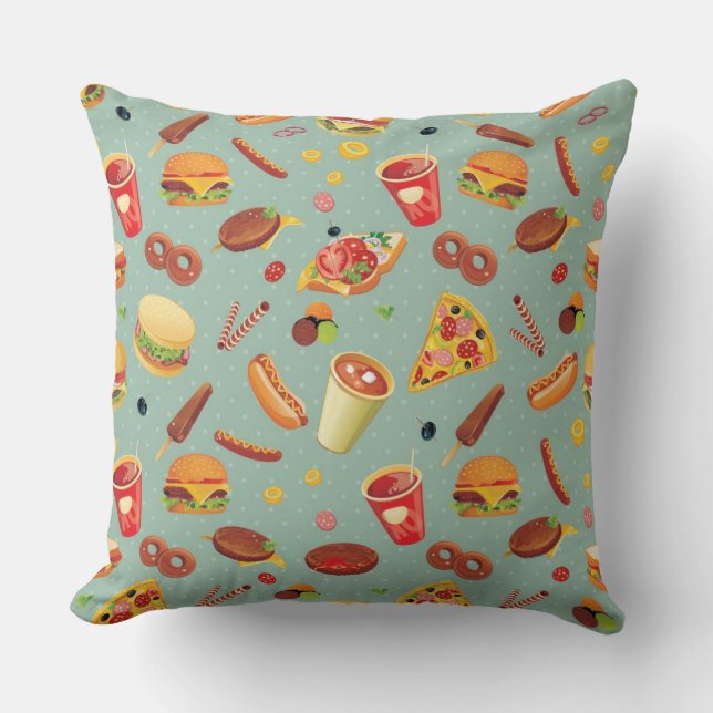 Elegant Fast Food Pattern Throw Pillow (Front)
