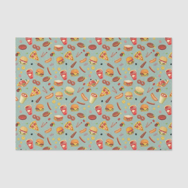 Elegant Fast Food Pattern Tissue Paper (Front)