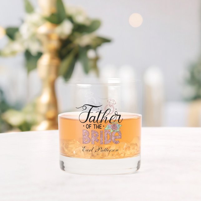 Elegant Father Bride add name Wedding Whiskey Glass (Insitu (Wedding))