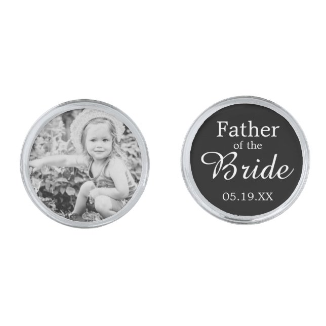 Elegant Father of the Bride Custom Photo Cufflinks (Front)