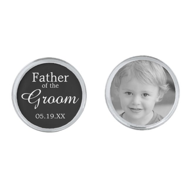 Elegant Father of the Groom Custom Photo Cufflink (Front)