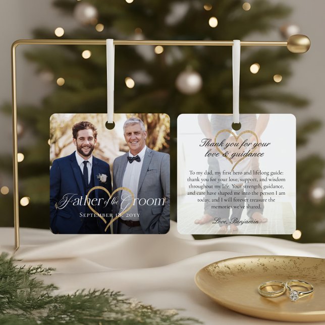 Elegant Father of the Groom Photo Memory Keepsake Metal Ornament (Elegant Father of the Groom Photo Memory Keepsake Metal Ornament1)