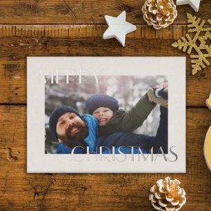 Elegant Father & Son Personalized Photo Christmas Foil Holiday Card