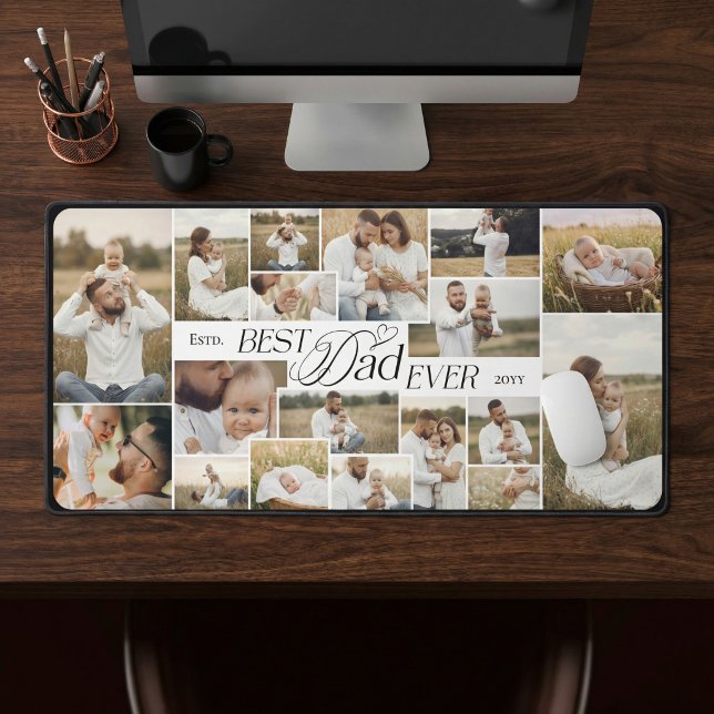 Elegant Fathers Day Best Dad Ever Photo Collage Desk Mat (Elegant Fathers Day Best Dad Ever Photo Collage Desk Mat)