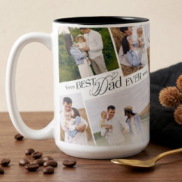 Elegant Fathers Day Best Dad Ever Photo Collage Two-Tone Coffee Mug