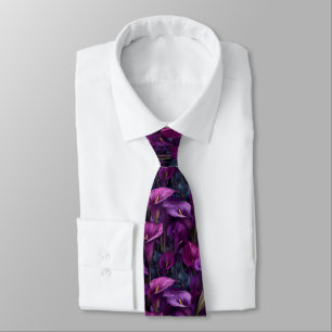 Elegant Fathers Day Calla Lilies Floral Neck Tie