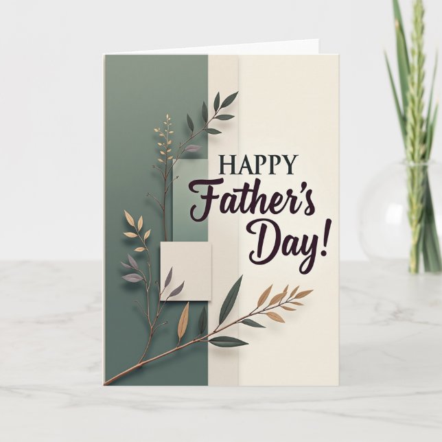 Elegant Fathers Day Linen Card (Front)