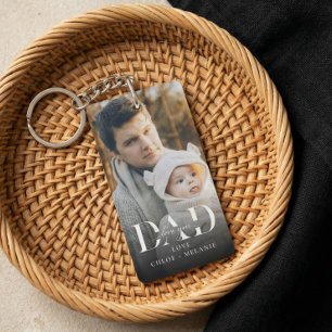 Elegant Father's Day Minimal Dad Love You Photo  Keychain