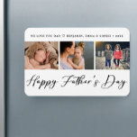 Elegant Father's Day Photo Magnet<br><div class="desc">Modern,  elegant photo magnet featuring ''Happy Fathers Day'' calligraphy script ,  3 photos of kids and kids names. Trendy gift for dad.</div>