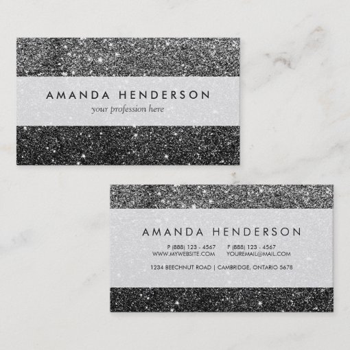 Elegant Faux Black Glitter Business Card Zazzle