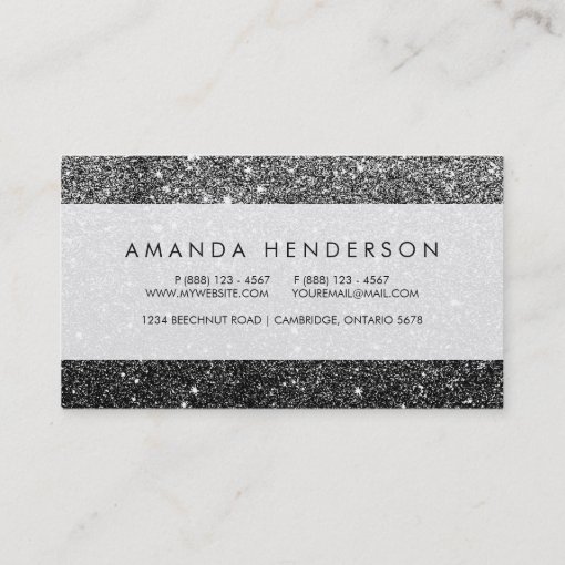 Elegant Faux Black Glitter Business Card Zazzle