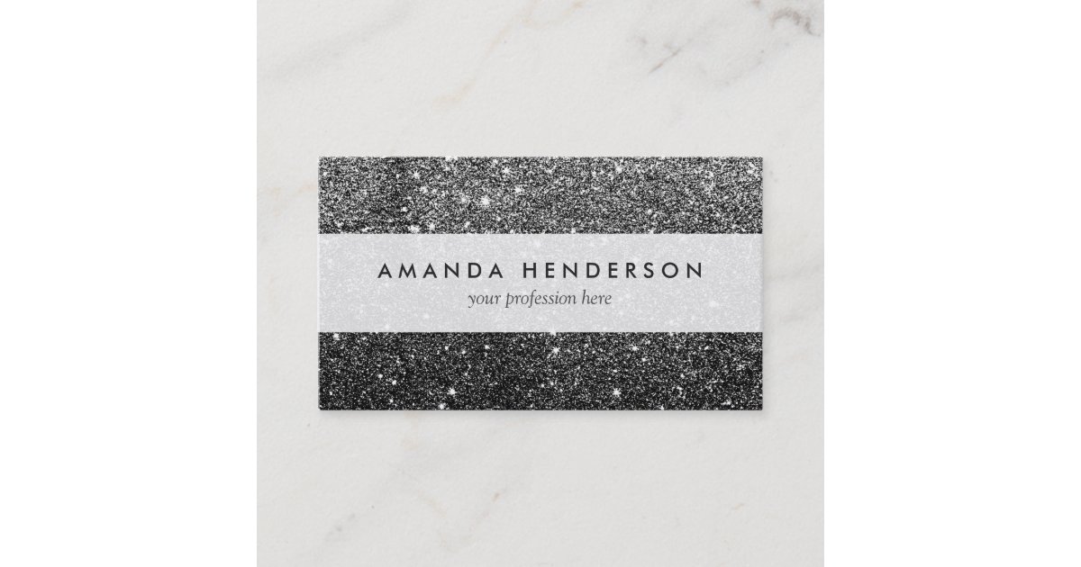 Elegant Faux Black Glitter Business Card Zazzle