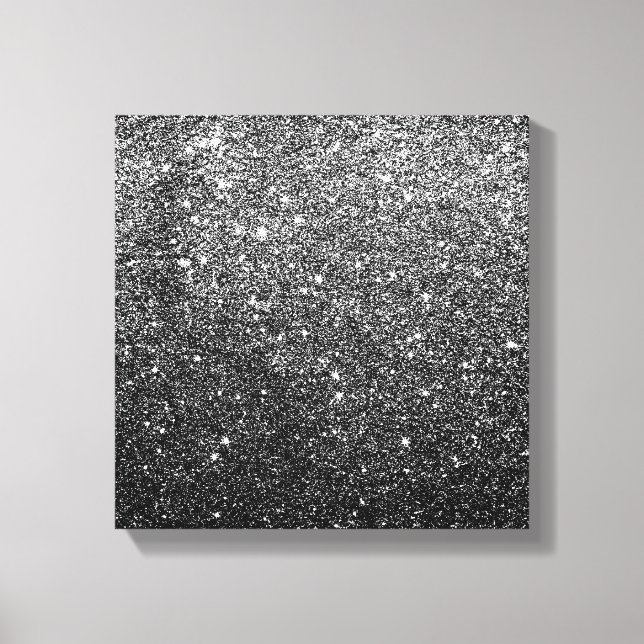 Elegant Faux Black Glitter Canvas Print (Front)