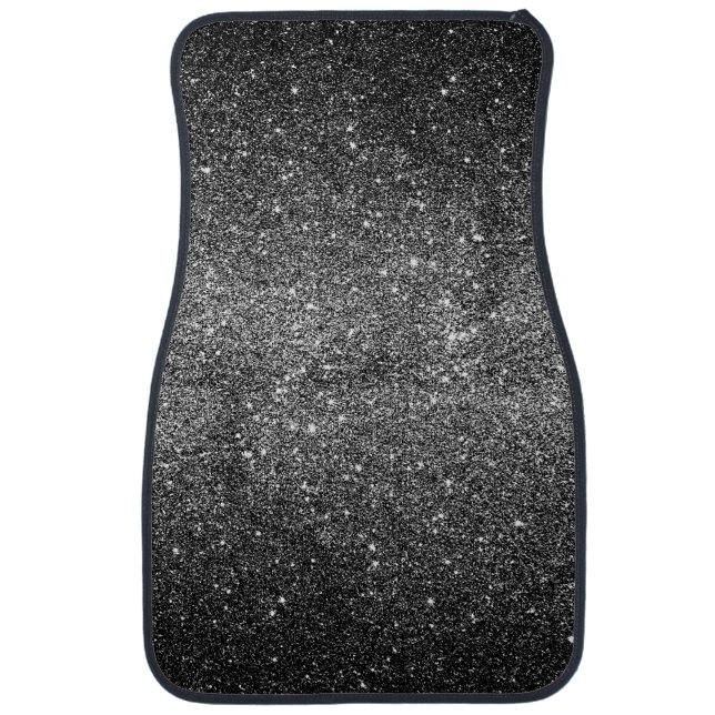 Elegant Faux Black Glitter Car Floor Mat (Front)