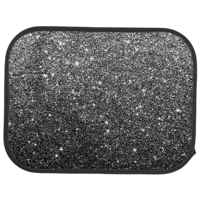 Elegant Faux Black Glitter Car Floor Mat (Rear)
