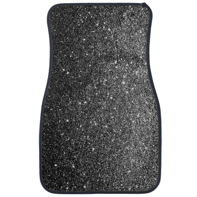 Elegant Faux Black Glitter Car Floor Mat (Front)