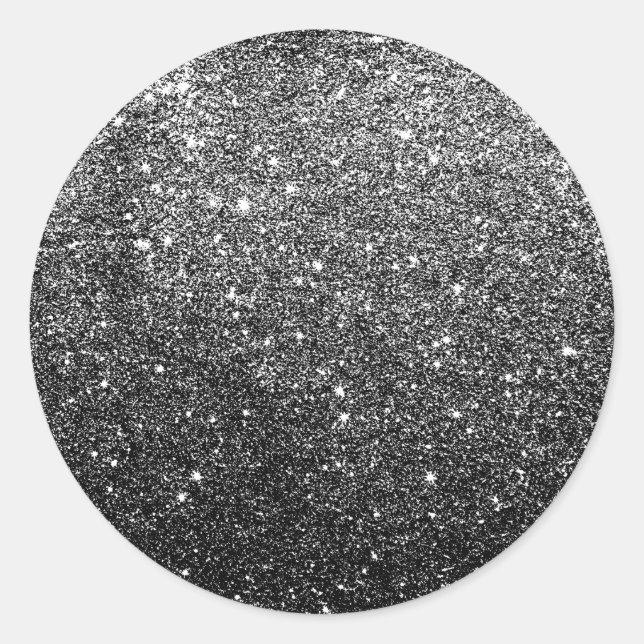 Elegant Faux Black Glitter Classic Round Sticker (Front)