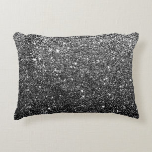 Elegant Faux Black Glitter Decorative Pillow