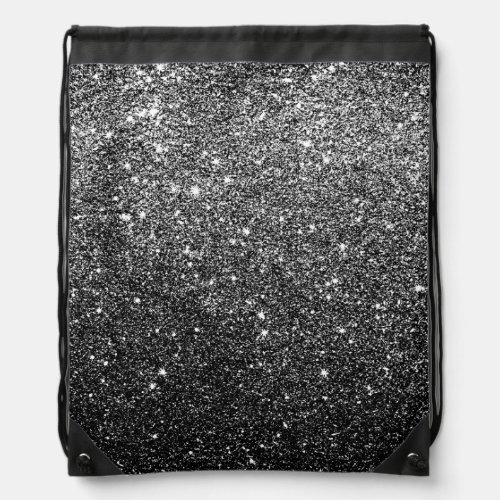 Elegant Faux Black Glitter Drawstring Bag