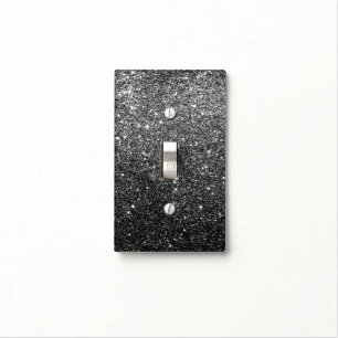 Elegant Faux Black Glitter Light Switch Cover