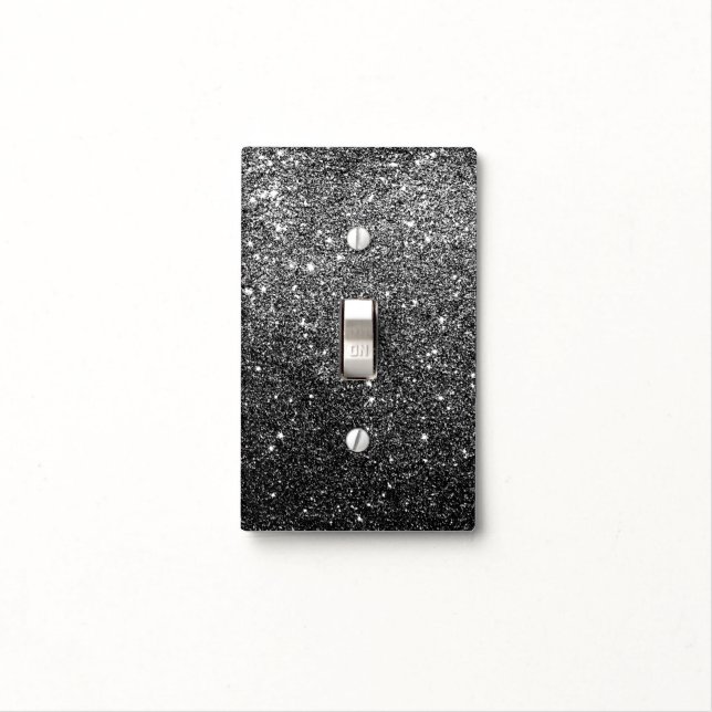 Elegant Faux Black Glitter Light Switch Cover (In Situ)