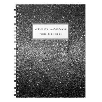 Elegant Faux Black Glitter Notebook by allpattern at Zazzle