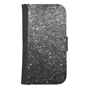 Elegant Faux Black Glitter Phone Wallet
