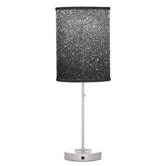 Elegant Faux Black Glitter Table Lamp (Back)