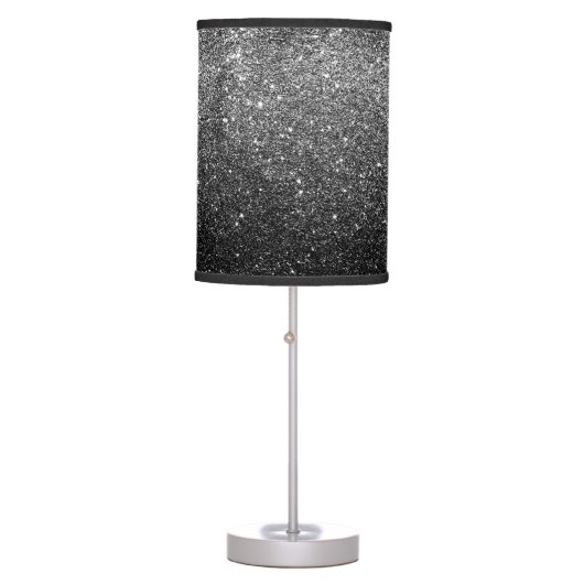 Elegant Faux Black Glitter Table Lamp (Front)