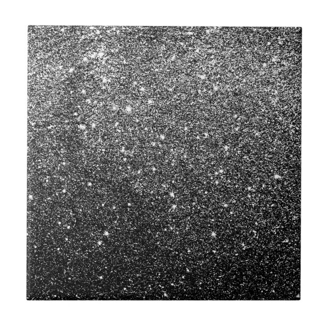 Elegant Faux Black Glitter Tile (Front)