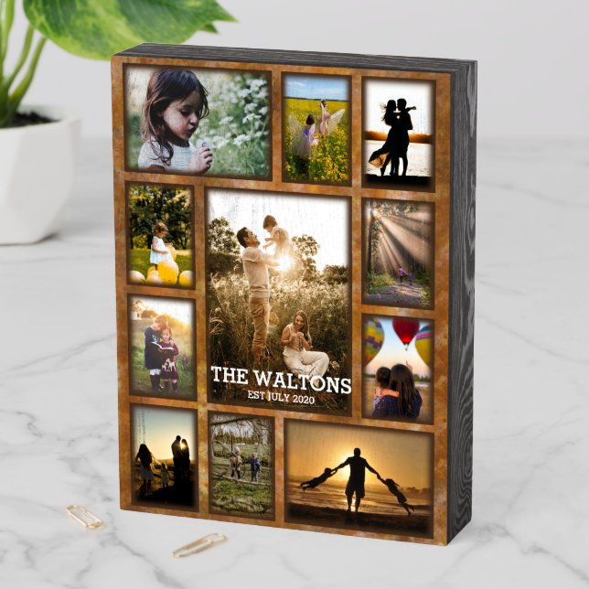 Elegant Faux Bronze Frame Photo Collage Wooden Box Sign (In Situ Vertical)