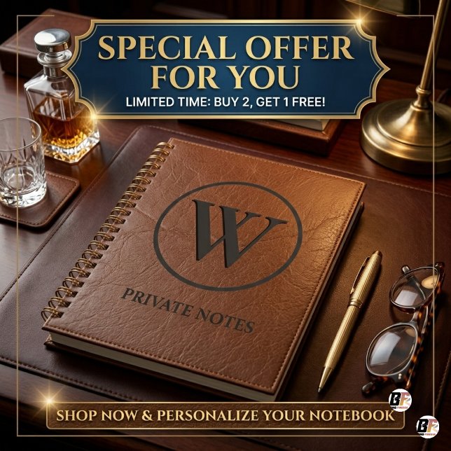 Elegant Faux Brown Leather Custom Monogram Planner (#ordernow)