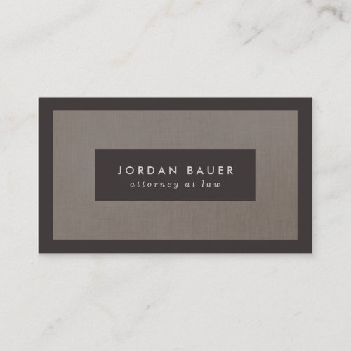 Elegant Faux Brown Linen Professional Business Card