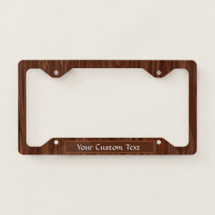 Elegant Faux Brown Oak Wood Custom Unique License Plate Frame