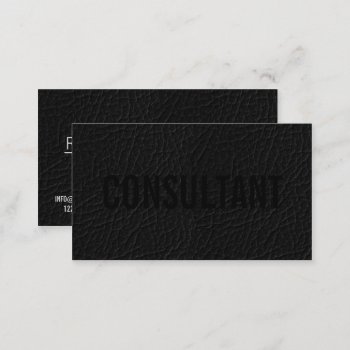 Elegant Faux Chic Black Leather Professional Plain Business Card by busied at Zazzle
