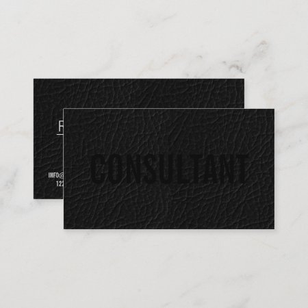 Elegant Faux Chic Black Leather Professional Plain Business Card