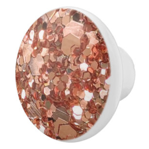 Elegant Faux Copper Chunky Sparkle Glitter Ceramic Knob