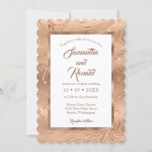 Elegant Faux Copper Foil Wedding Invitation