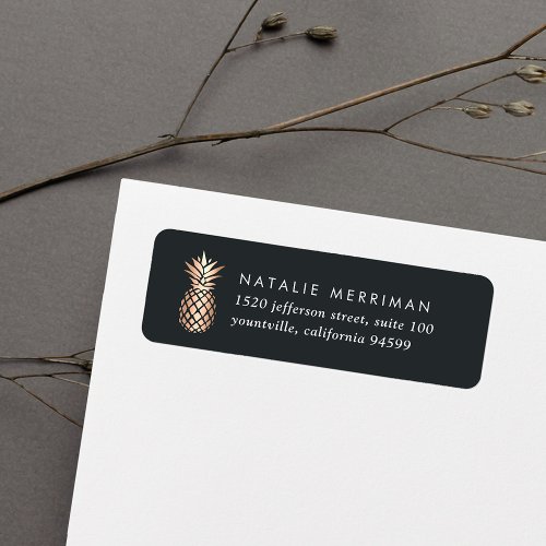 Elegant Faux Copper Pineapple Return Address Label