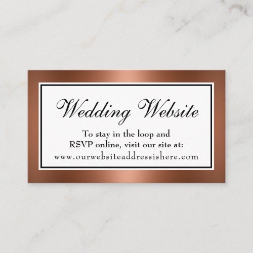 Elegant Faux Copper Wedding Website Insert Card