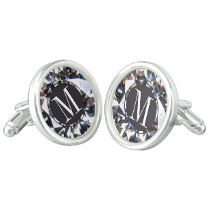 Elegant Faux Diamond Monogram Cufflinks