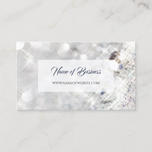 Elegant FAUX Diamond White Glitter Sparkle Business Card
