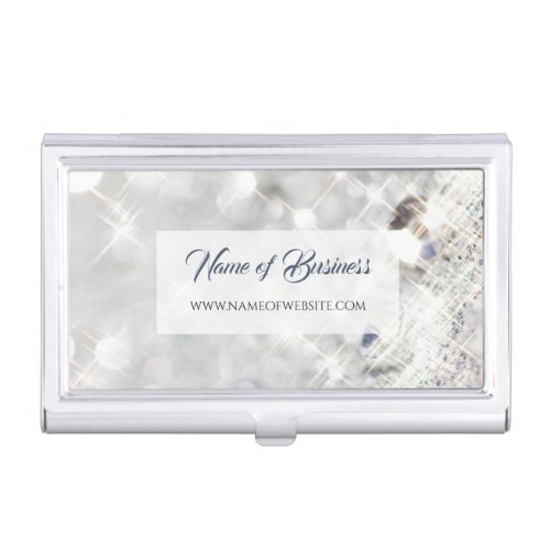 Elegant FAUX Diamond White Glitter Sparkle Business Card Case