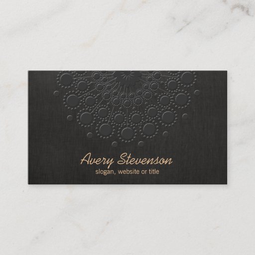 Customizable Elegant Faux Embossed Black Linen Look Business Card