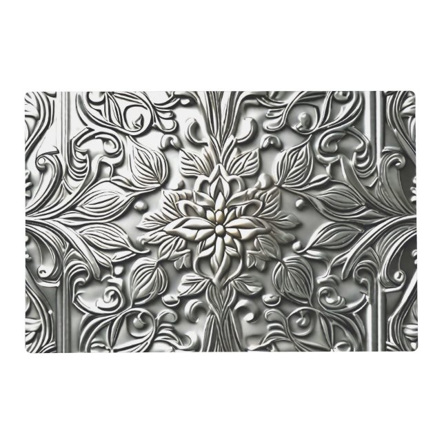 Elegant faux, embossed metal placemats (Front)