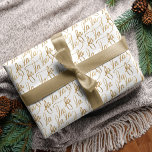 Elegant Faux Fa la Script Typography Gold & White Wrapping Paper<br><div class="desc">Simple and elegant fa la la wrapping paper. Design features our hand-drawn fa la la typography in faux gold. Typography designed by Moodthology papery.</div>